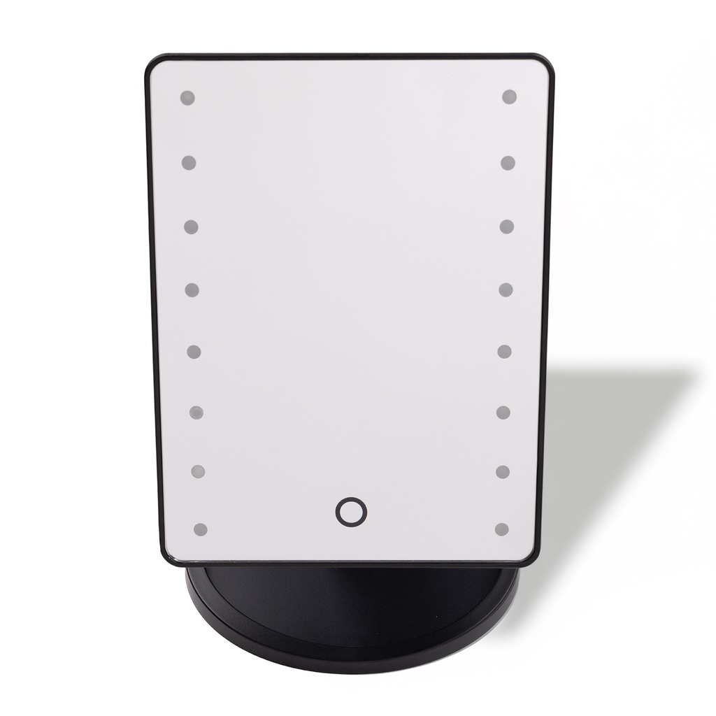 Square LED Makeup Mirror, Black (10x Magnifying)