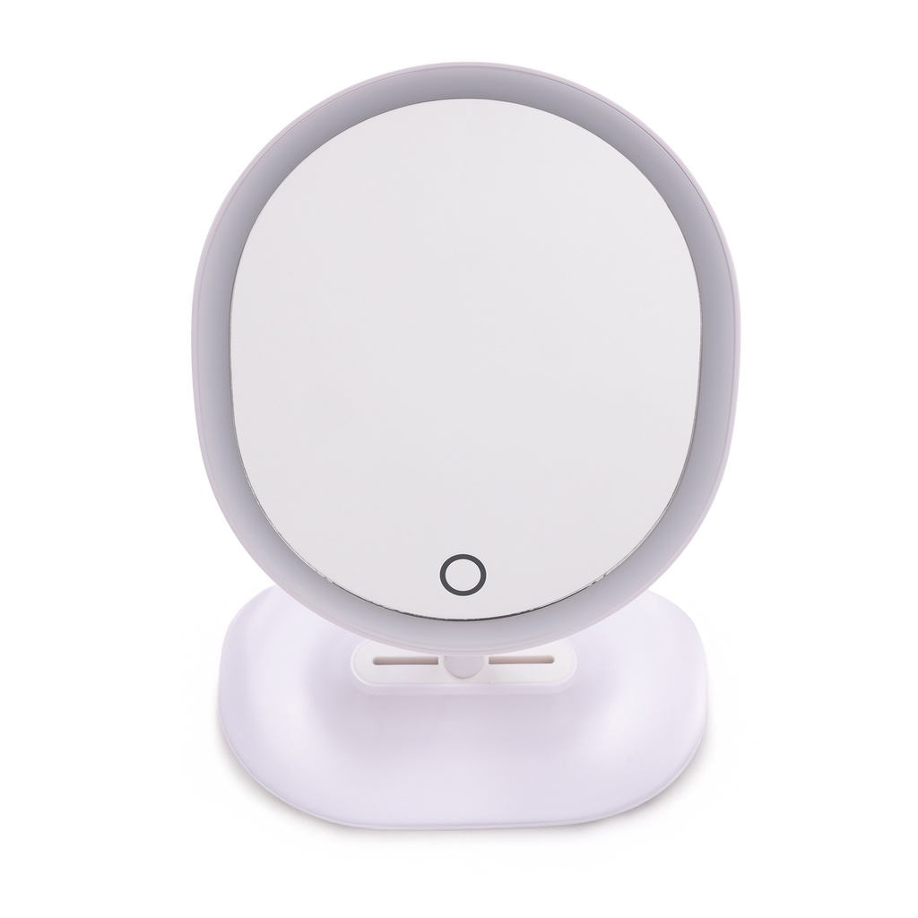 Oval LED Makeup Mirror, White (USB Rechargeable)