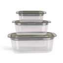 3-Piece Rectangular Food Container Set (200/500/1100 ml)