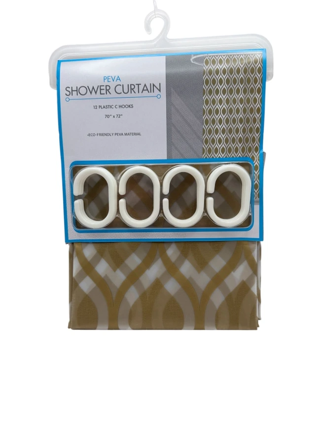[810002208546] Printed Shower Curtain with Hooks, 70x72"